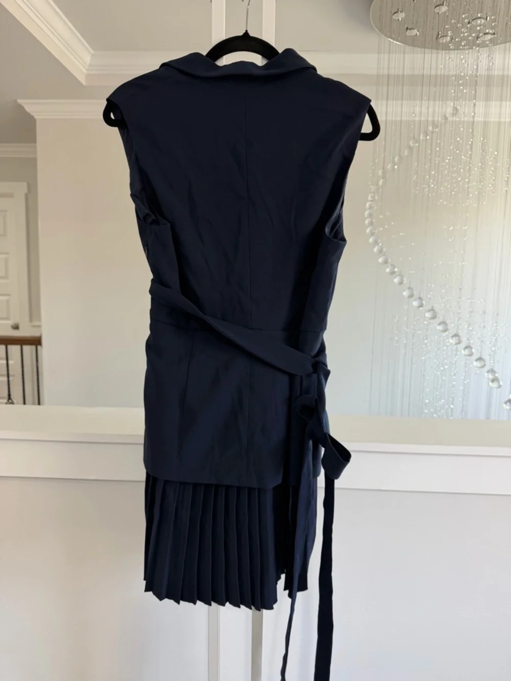 Commense Belted Navy Pleated Blazer Dress - Picture 7 of 8